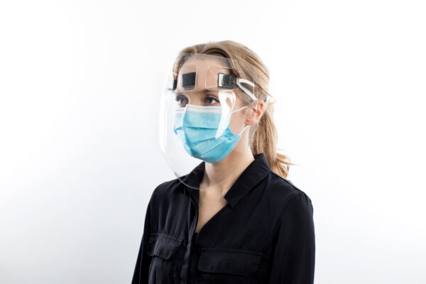 Woman Wearing Face Shield and Mask